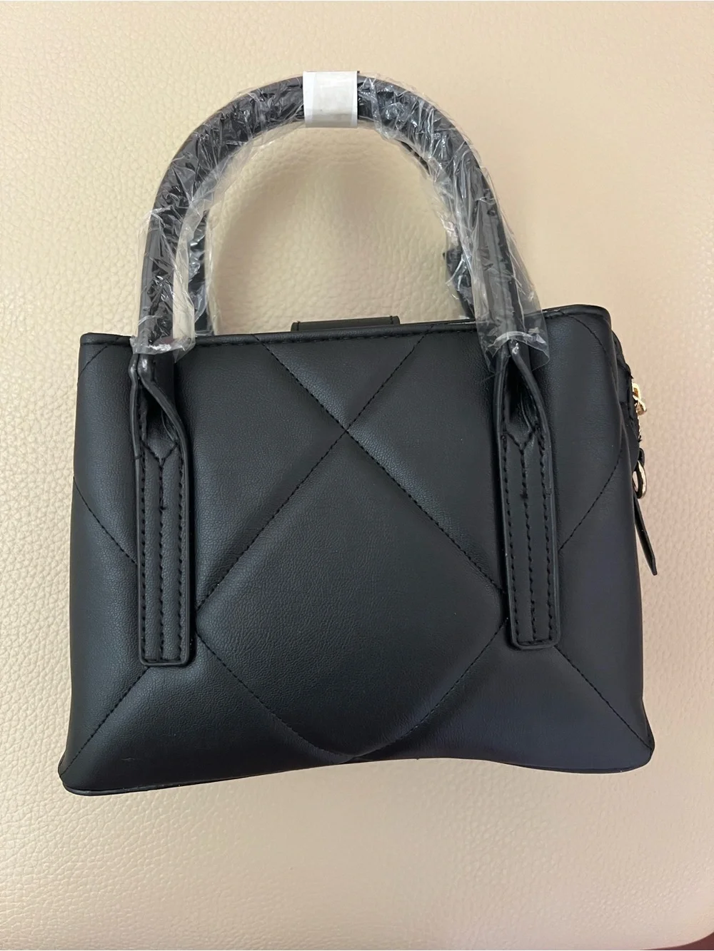 bebe Quilted Top-Handle Satchel in Black